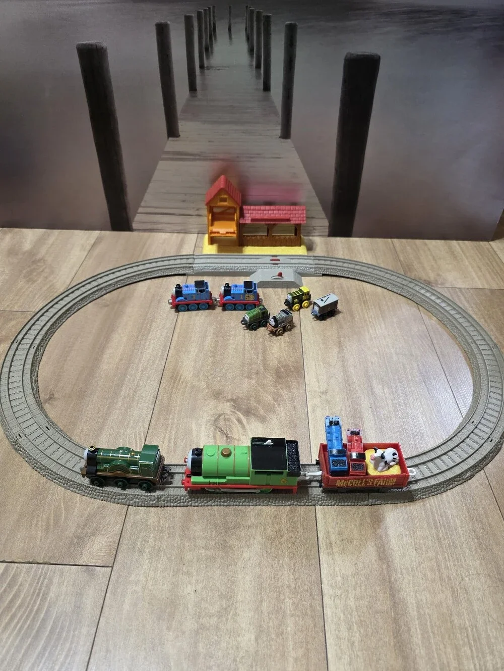 Thomas & Friends Track Set with Green Engine and Red Car